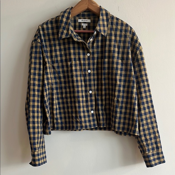 Madewell The Signature Poplin Crop Shirt in Plaid Size M - Picture 2 of 6